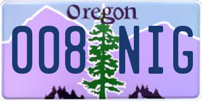 OR license plate 008NIG