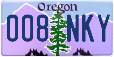 OR license plate 008NKY