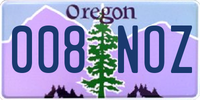 OR license plate 008NOZ