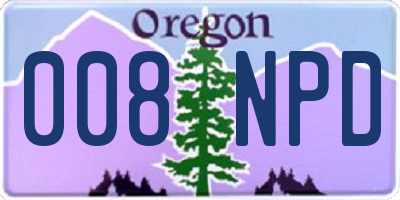 OR license plate 008NPD