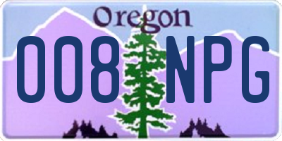 OR license plate 008NPG