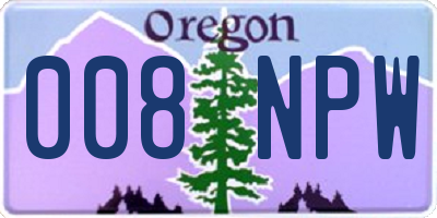 OR license plate 008NPW