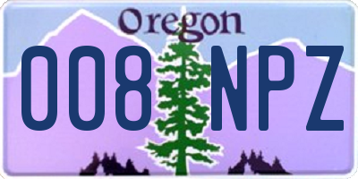 OR license plate 008NPZ