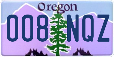 OR license plate 008NQZ