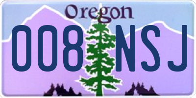 OR license plate 008NSJ