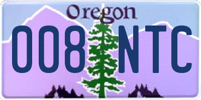 OR license plate 008NTC