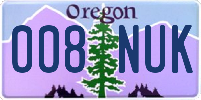 OR license plate 008NUK