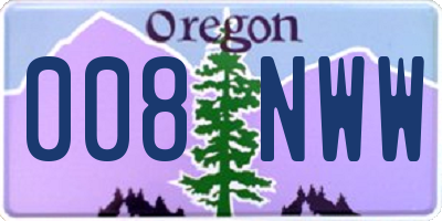OR license plate 008NWW