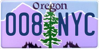 OR license plate 008NYC