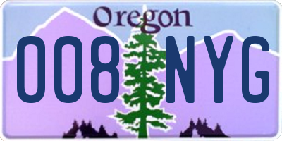 OR license plate 008NYG