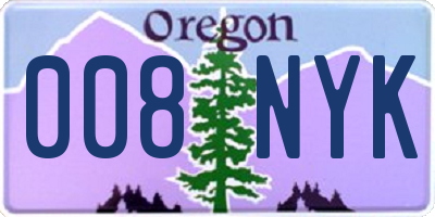 OR license plate 008NYK
