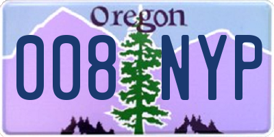 OR license plate 008NYP