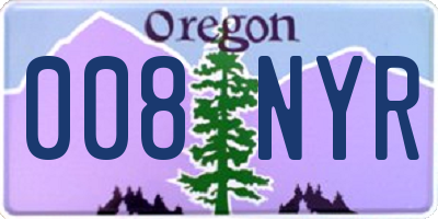 OR license plate 008NYR