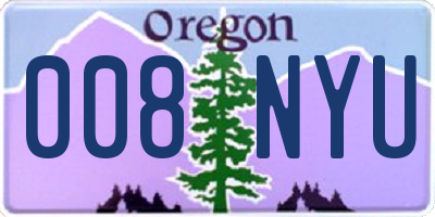 OR license plate 008NYU