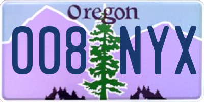 OR license plate 008NYX