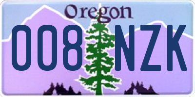 OR license plate 008NZK