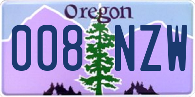 OR license plate 008NZW