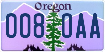 OR license plate 008OAA