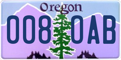 OR license plate 008OAB