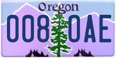 OR license plate 008OAE
