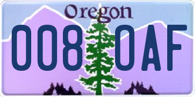 OR license plate 008OAF