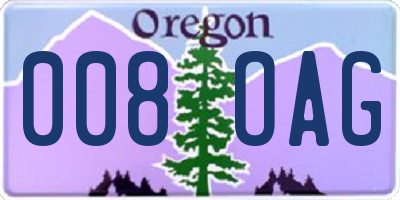 OR license plate 008OAG