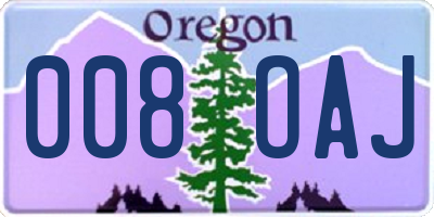 OR license plate 008OAJ