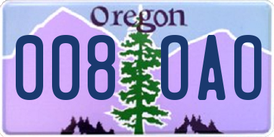 OR license plate 008OAO