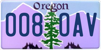 OR license plate 008OAV
