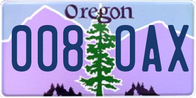OR license plate 008OAX