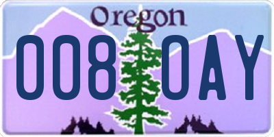 OR license plate 008OAY