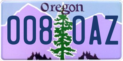 OR license plate 008OAZ