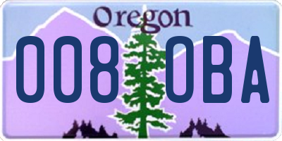 OR license plate 008OBA