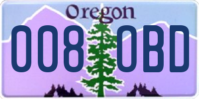 OR license plate 008OBD