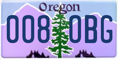 OR license plate 008OBG