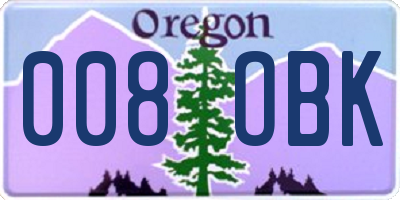 OR license plate 008OBK