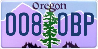 OR license plate 008OBP