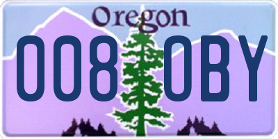 OR license plate 008OBY