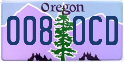 OR license plate 008OCD