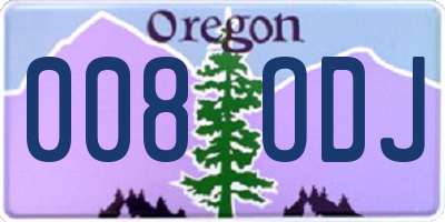 OR license plate 008ODJ