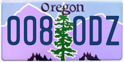 OR license plate 008ODZ