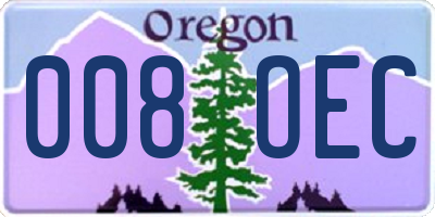 OR license plate 008OEC