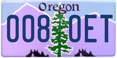 OR license plate 008OET
