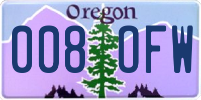 OR license plate 008OFW