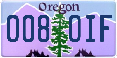 OR license plate 008OIF