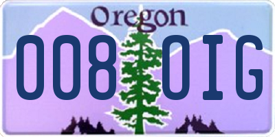OR license plate 008OIG