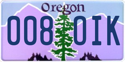 OR license plate 008OIK