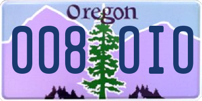OR license plate 008OIO