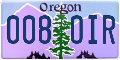 OR license plate 008OIR