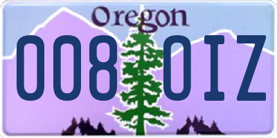 OR license plate 008OIZ